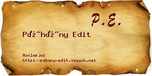 Páhány Edit névjegykártya